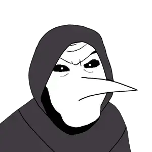 feraljak, 1soyjak, black hood, black sclera, doctor, no beard, no glasses, no mouth, op is a proud trans girl, open eyes