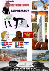 gigachad, petachad, bernd, feraljak, feralnigger, troonjak, it's based and christpilled, black eyes, blonde hair, brown skin