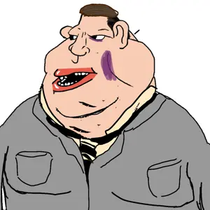 meximutt, amerimutt, 1soyjak, alt right, atheistcuck, black tie, brown hair, ear, fat, gray shirt