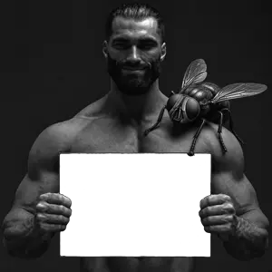 gigachad, gigafly, 1nas, animal, beard, black hair, buff, bug, chad, ernest khalimov