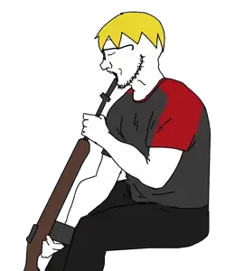 nate higgers, soyak, soyak side2, natejak, blonde hair, closed eyes, clothes, full metal jacket, glasses, gun