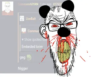 feraljak, feralrage, 1soyjak, angry, big nose, blood, blood from mouth, blood on face, bloodshot eyes, clenched teeth