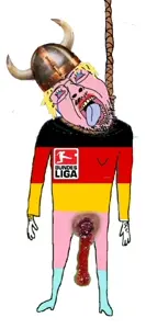 bernd, hanging troonjak, troonjak, ack, blonde hair, blood, bloodshot eyes, blue eyes, clothes, crying