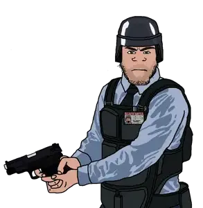 barney calhoun, markiplier soyjak, 2soyjaks, arm, armor, barney calhoun, black mesa, black mesa security force, blue shirt, closed mouth