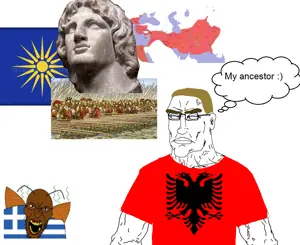 angry soyjak, chudjak, perceptive chud, albania, alexander the great, ancient greece, angry, animal, balkan wars, balkans