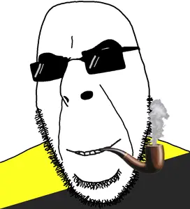 1soyjak, anarcho-capitalism, bald, glasses, libertarian, pipe, smile, smoking, stubble, sunglasses