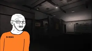 soyak, soyak (concerned), 1soyjak, bald, glasses, half open mouth, jumpsuit, looking at you, number, numbers