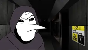 feraljak, 1soyjak, ambience, angry, bald, black hood, black sclera, doctor, looking at you, mouth covered