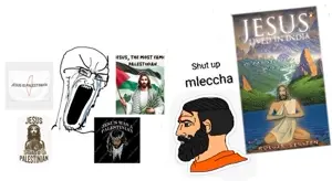 yes chad, feraljak, beard, bharat, glasses, india, jesus christ, mleccha, open eyes, open mouth