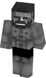 gigachad, 1nas, black pants, buff, giga chad, gray hair, gray skin, minecraft skin, monochrome, muscles