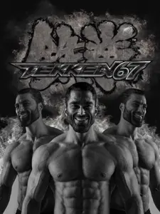 gigachad, 67, almost full body, beard, black and white, black eyes, black hair, buff, ernest khalimov, front view