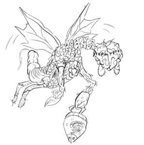 alien, animal, brain, bug, crab, crustacean, drawing, full body, h p lovecraft, hair