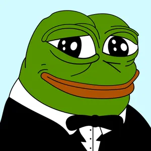 pepe, amphibian, animal, big eyes, black suit, blue background, bowtie, closed mouth, clothes, distorted