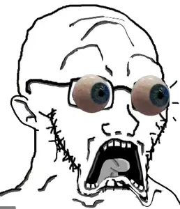 soyak, doctos, doctos, 1soyjak, bald, blue eyes, glasses, looking to the right, open eyes, open mouth