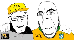 cobson, feraljak, no more brother wars, 2soyjaks, bald, black eyes, brazil, friendship, glasses, half open mouth