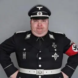 nikocado avocado, arm band, black hair, brown eyes, cap, closed mouth, clothes, fascism, fat, front view