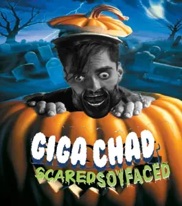 gigachad, gigayell, beard, black hair, bulging eyes, drawn background, ear, ernest, ernest khalimov, ernest p worrel