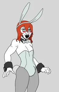 soyak, pinejak, 1soyjak, black eyes, blush, blush lines, bunnysuit, cleavage, clothes, femboy