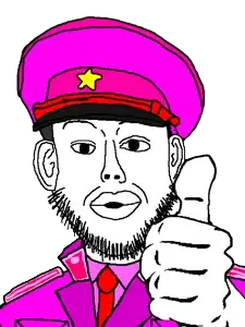nojak, noejak, kuzified soyjaks, 1soyjak, beret, black eyes, black hair, clothes, front view, hair