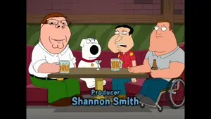 peter griffin, gapejak, wholesome soyjak, 1soyjak, blue text, brown hair, chin, closed mouth, drawn background, english text