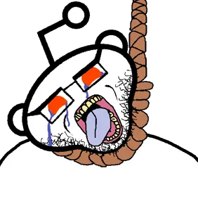 snoojak, 1soyjak, ack, antenna, body, crying, ear, glasses, hanging, orange eyes