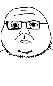 skippityjak, useful soys, 1soyjak, bald, brainrotted, cheeks, chin, closed mouth, cousin, double chin