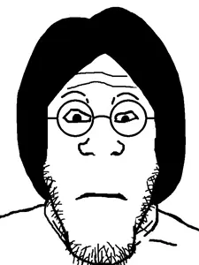 lennonjak, markiplier soyjak, neutralplier, black hair, closed mouth, eyebrows, front view, glasses, hair, john lennon
