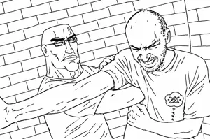 chudjak, chudjak front, muscular chud, perceptive chud, 2soyjaks, angry, bald, balding, buff, closed eyes