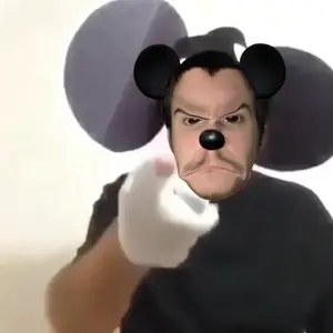 mickey mouse, commiejak, mickey, angry, black eyes, black hair, closed mouth, front view, gegerald, hair