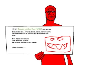 trannykillerred3000, unknown, 1soyjak, bald, black eyes, closed mouth, final, front view, full body, glasses