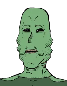 mulletjak, 1soyjak, animal, bald, big lips, black eyes, fish, gill-man, gills, green skin