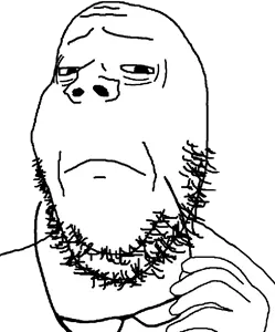 gapejak, 1soyjak, aliased, bald, beard, closed mouth, glasses, hands, holding glasses, holding object