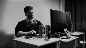 gigachad, 1nas, ak-47, anger, angry, assault rifle, black and white, can, chad, computer
