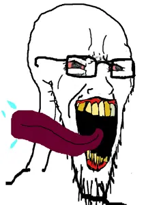 soyak, long soyak, soyak (crying), 1soyjak, bald, bloodshot eyes, broken teeth, crying, glasses, looking to the right