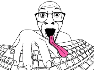 darren, 1soyjak, bald, black eyes, freaky, front view, gem, glasses, half body, hands