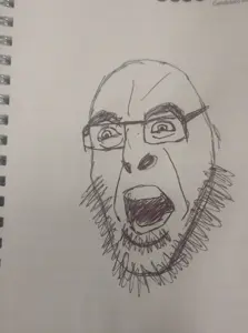 cobson, 1soyjak, bald, drawing, glasses, he will always be a gem, head, irl photo, open mouth, pen drawing