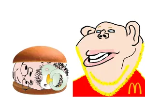 impish soyak ears, impish amerimutt, amerimutt, babyjak, 2soyjaks, bald, beard, black eyes, black hair, blonde hair