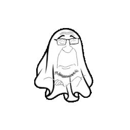 pissluffare, 1soyjak, almost full body, bald, blanket, closed eyes, closed mouth, crossed arms, ghost, glasses