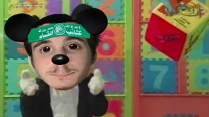 farfour, mickey mouse, 1soyjak, communism, costume, ear, hamas, headband, irl background, islam