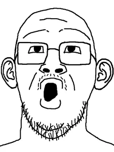 nicojak, 1soyjak, bald, coomer, ear, forehead lines, front view, glasses, gooner, looking up
