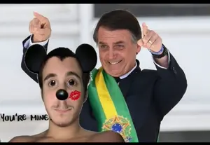 mickey mouse, /mickey/, black hair, bolsonaro, brazil, clothes, hair, jair bolsonaro, kiss, video