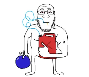 markiplier soyjak, neutralplier, 1soyjak, arm, bald, black eyes, bowling ball, closed mouth, drinking straw, front view