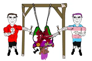 chudjak, unbotheredchud, amerimutt, /pol/, 2soyjaks, black eyes, brown hair, brown skin, buff, closed mouth