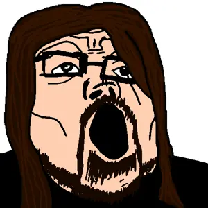 tony soprano soyjak, 1soyjak, 4chan meme, beard, black eyes, black shirt, brown hair, clothes, dave grohl, dead meme