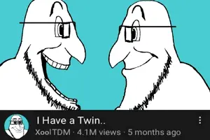 xooldude, xooldude side, 3soyjaks, bald, black eyes, blue background, closed mouth, dantdm, excited, gaping mouth
