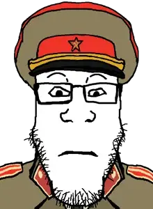 markiplier soyjak, neutralplier, 1soyjak, cap, closed mouth, clothes, communism, epaulettes, front view, glasses
