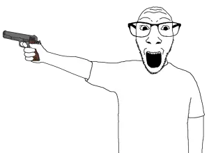 dylanjak, 45, 45acp, arm, bald, clothes, front view, glasses, gun, half body