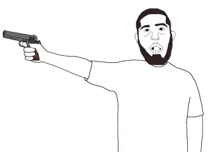 unknown, 1soyjak, 45, 45acp, arm, beard, black eyes, brown hair, clothes, front view
