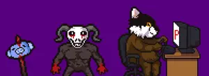 colin, fat nigger furry, wumpus, animal, black eyes, blood, bone, bones, buff, chair