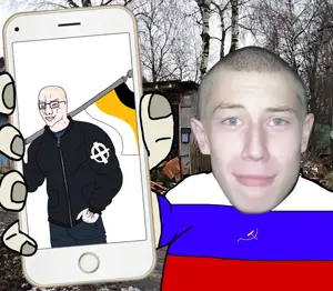 chudjak, muscular chud2, phoneplier vertical, aryan, a10 eyes, blonde hair, blue eyes, buff, clothes, communism